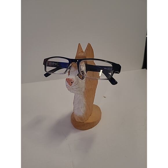 Peepers Eyeglass Holder Cat Kitty Kitten Orange Tabby Wood Hand Carved - Picture 3 of 10